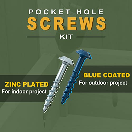 LIONMAX Pocket Hole Screws Assortment Kit 300PCS, Coarse&Fine Thread 6 Size - size: Coarse Thread + Fine Thread (300pcs)