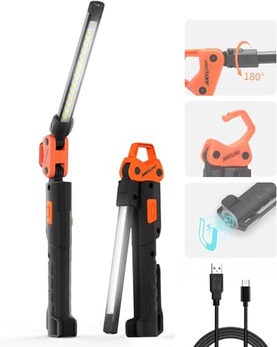 LED Work Light, Foldable Magnetic Work Light,Mechanic Light with 180°Rotate - color: Orangey