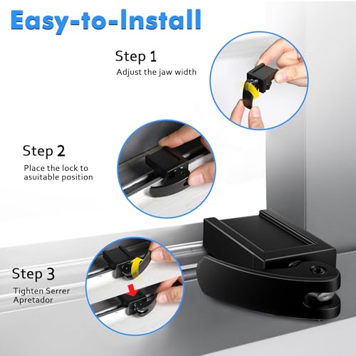 5 Pack Sliding Window Locks, Adjustable Security for Vertical & Horizontal Windows, Easy Install, Fits 1/16 inch to 7/8 inch Wide Rail, Enhanced Safety for Home & Office (Black) - color: Black