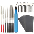 29-Piece Deburring Tool Set – 11 HSS Blades, 7 Needle Files, 10 Sandpapers, Metal Handle – for Metal, Wood, 3D Prints, PVC Deburring & Reaming