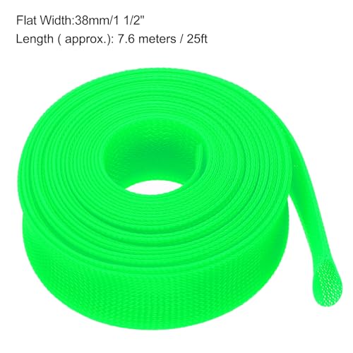 uxcell Expandable Sleeving, 1 1/2-inch 25ft Cable Sleeve, Green - color: Green, size: 1 1/2-inch x 25ft