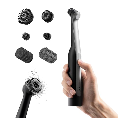 HOTO Wand™ Cordless Spin Scrubber, Electric Grout Brush, 12 Brush Heads