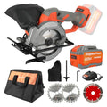 21V Cordless Mini Circular Saw, 4-1/2" Compact Wireless Circular Saw 6.0Ah Battery, Charger, 3 Blades, 5600RPM, Large-Capacity Tool Bag, Max Cutting Depth 1-11/16"(90°), 1-1/8"(45°)