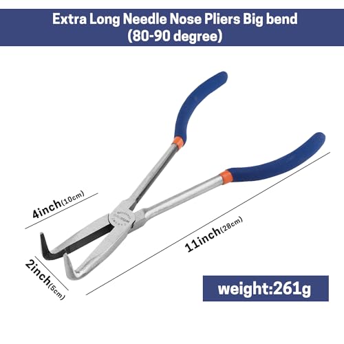 11'' Extra Long Needle Nose Pliers for Narrow and Limited Spaces - style: 11'' 90 Degree Angle