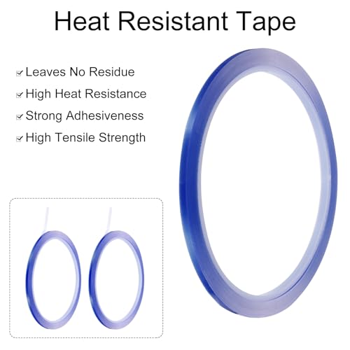 uxcell Blue Heat Tape, 1 Roll 3mmx33m 108ft High Temperature Heat Resistant Tape for Sublimation,Heat Vinyl Press,Heat Transfer, Circuit Board, No Residue - color: Blue, size: 3mmx33m