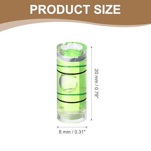 HARFINGTON 12pcs Mini Cylindrical Bubble Spirit Level Vials 8x20mm - size: 8x20mm