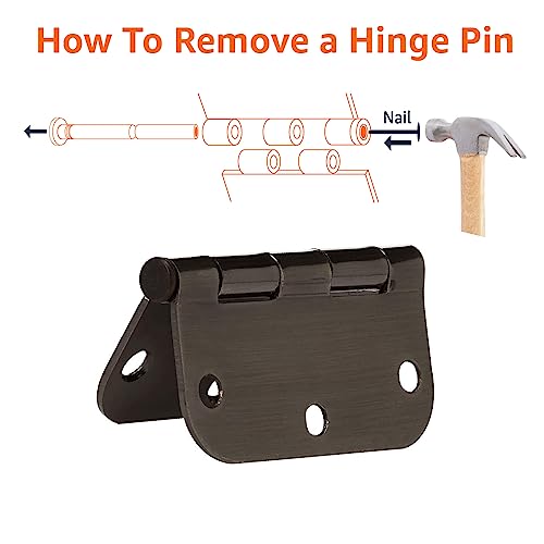 Amazon Basics Rounded 5/8 Radius Interior Door Hinges with Screws, 3.5" x 3.5", Oil Rubbed Bronze, 18-Pack - color: Oil Rubbed Bronze, size: 18 Pack