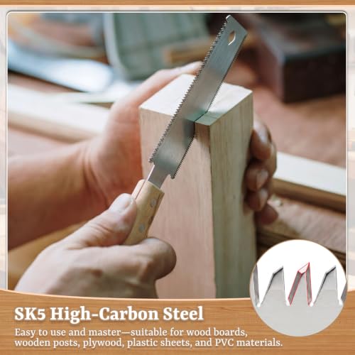 8 Pcs Woodworking Tools Set, Includes 6 Pcs Wood Chisel CR-V Steel Beveled Blades (1/4", 1/2", 3/4", 1", 1 1/4", 2"), Solid Beech Wood Mallet & SK5 Double-Edged Hand Saw for Carpenter DIY