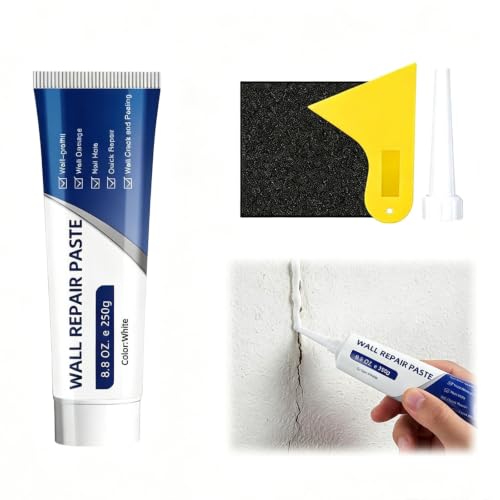 Drywall Repair Kit – Wall Repair Paste for Cracks & Holes, Fast-Drying Spackle with Scraper & Sandpaper, Multi-Purpose Wall Mending Compound for Indoor Outdoor Use (1 Pack)