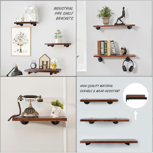 12 Inch Industrial Pipe Shelf Brackets Set of 8 - Black Iron Rustic Wall Mounted DIY Shelving Brackets Hanging Custom Pipe Brackets for Floating Shelves - size: 12 inch 8 pack, style: 8 Pack