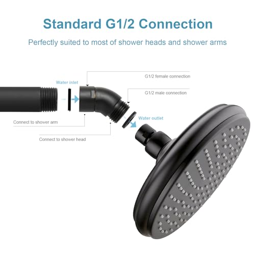 OFFO Shower Head Elbow Adapter, All Metal Handheld Shower Head Elbow Adapter Shower Arm Angle Adapter 135 Degrees, Matte Black (Pack of 2) - color: Matte Black, size: 135° (Pack of 2), style: 135°