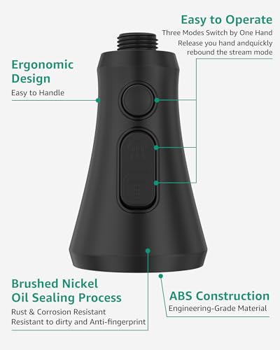 Mbillion Universal Matte Black Kitchen Faucet Spray Head Replacement - color: Black