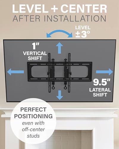 SANUS Preferred Extendable Tilt TV Wall Mount for 42 to 90 inch Screens up to 150lbs - 5.7” Extension Provides Max 12 deg Tilt to Reduce Glare - Easy DIY Install w/Included Hardware - SLT4-B1