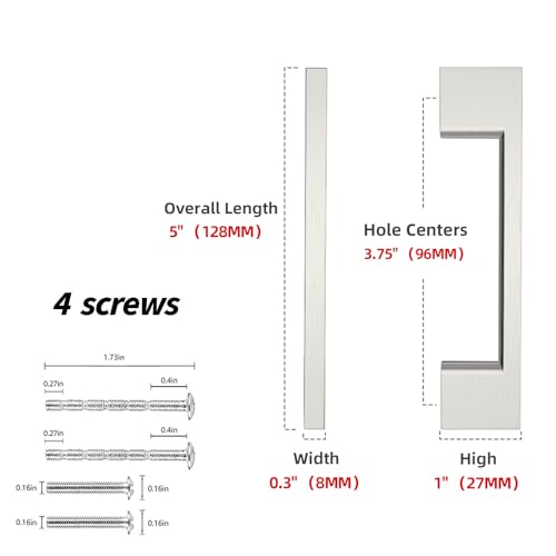 10 Pack 3-3/4 Inch(96mm) Cabinet Pulls Brushed Satin Nickel Cabinet Handles Zinc Alloy Drawer Pulls Solid Cabinet Hardware - color: Brushed Satin Nickel, size: 3-3/4'' Hole Center(96mm)