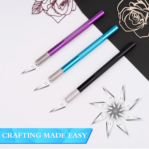 JETMORE Exacto Knife, Hobby Knife with 30#11 Blades for Crafts and Models - color: Purple-blue-black-33pcs