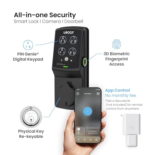 Lockly Secure Plus Smart Deadbolt Lock with 3D Biometric Fingerprint - color: Matte Black