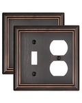 Switch Plates Outlet Covers, 2-Pack Metal Wall Plates, Aged Bronze - color: Aged Bronze, size: 1 Toggle/1 Duplex 2PK