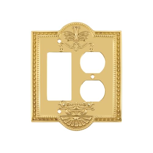 Nostalgic Warehouse Meadows Light Switch Cover Plate - color: Polished Brass, size: Rocker and Outlet