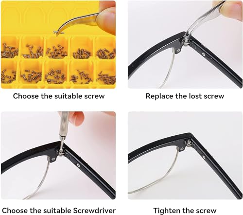 Magnetic Eyeglass Repair Kit, Glasses Repair Kit with Eyeglass Screws Include Nose Pads, Precision Screwdriver Tool Set and Tweezers for Eyeglasses, Sunglasses, Watch Clock Spectacle Repair - color: Mini Screwdriver