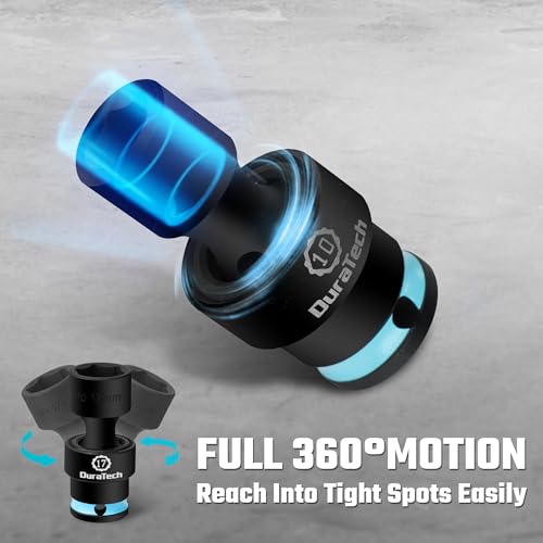 DURATECH 3/8" Drive Impact Swivel Socket Set, 14 Pcs Shallow Wobble Sockets - style: 14 PCS SAE&Metric 3/8" Dr.