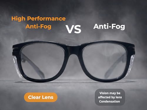 KOZIFACE E52 Anti-Fog Safety Glasses, ANSI Z87.1 Eye Protection with Side Shields, Clear Lens, Lightweight for Work, Lab DIY - color: Black