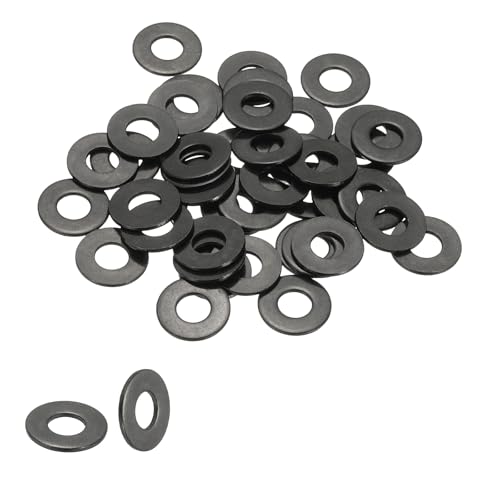 PATIKIL 10# Flat Washers 1/4" ID x 1/2" OD, 50 Pcs 304 Stainless Steel Metal Washers Black Electroplated Flat Gasket Spacer for Screws and Bolts, Black - size: 1/4 x5/16"ID x 5/8"OD