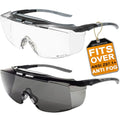 HTS HUNTERSKY ANSI Z87.1+ Anti Fog Fit Over Eyeglasses Safety Glasses Up to 1.88 inch 99.9% UV Protection OTG Lab Goggles - color: 3906c Black-gray / Clear & Smoke Lens