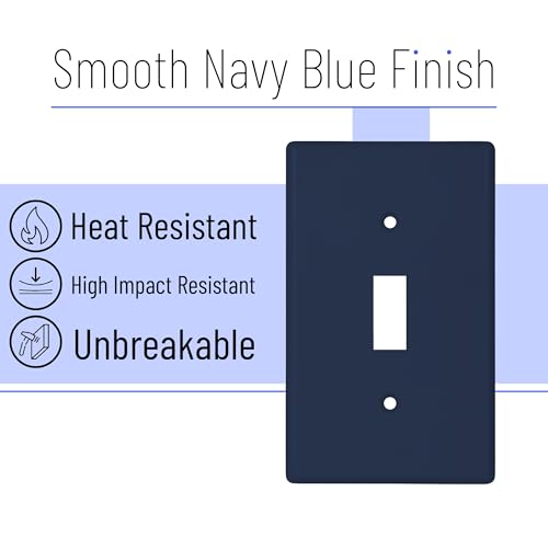 Bates- Light Switch Plates, 10 Pack, Navy Blue, Light Switch Cover Plate, Single Switch Plate Cover - color: Navy Blue, size: 10 Pack, Standard-Size