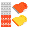 2 Pack Razor Blade Scraper Plastic Razor Blade Scraper Scraper Tool with Extra 10 Plastic Razor Blades and 10 Metal Blades for Adhesive Remover Removing Labels Stickers Taping on Glass Windows