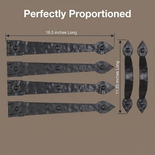 Household Essentials Hinge IT Premium Carriage House Handle & Hinge, Black Garage Door Magnet, 4 Hingle 2 Handles (Pack of 1) - size: Pack of 1, style: Premium Hinges