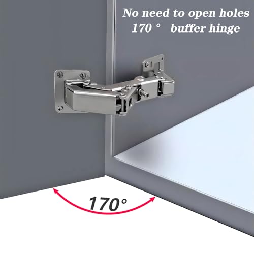 Qrity 2X Soft Close Hinges with Screws 175° Hydraulic Cabinet Doors Hinge - size: 2 Pcs Hinges-Slow Close