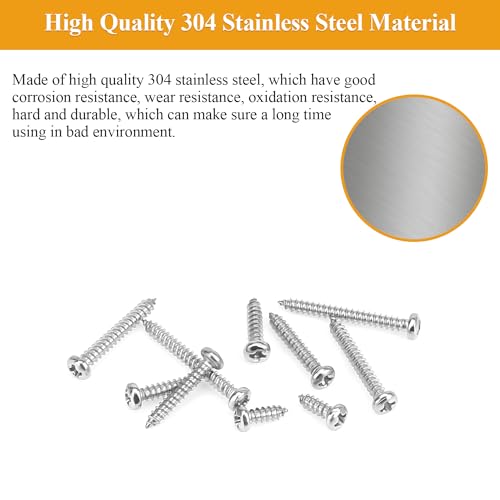 255 Pieces #2 x 1/4" 3/8" 1/2" 5/8" 3/4" Wood Screws Set, Phillips Pan Head #2 Self-Tapping Screws Assortment Kit, 304 Stainless Steel - size: #2, style: Phillips Pan Head