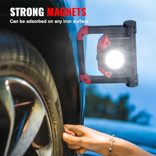 Adelante Rechargeable Work Lights 2 Pack, 2500LM, Magnetic Base, 360° Stand
