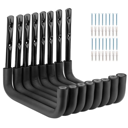 8 Pack Ladder Hooks 9.8Inch Garage Storage Utility Hook Heavy Duty Wall Mounted Storage Organizer Hanging Folding Chair Bike Ski Tool - style: 9.8Inch, Pack of 8