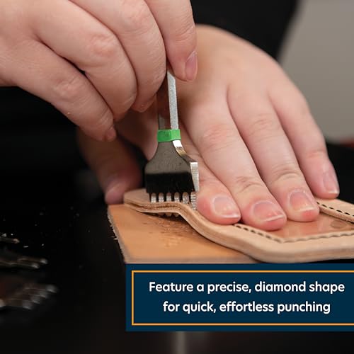 Weaver Leather Supply Diamond Leather Stitching Chisel Set, Precise 6mm Hole Punch, Color-Coded Hole Punch Set for Hand Sewing and Saddle Stitching - size: 6mm