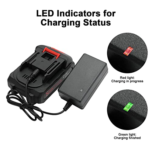 21v Lithium Battery - 2.0 Ah Battery with Charger Adapter Led Indicator Compatible with Leaf Blower and Cordless Tiller - size: 2.0 AH