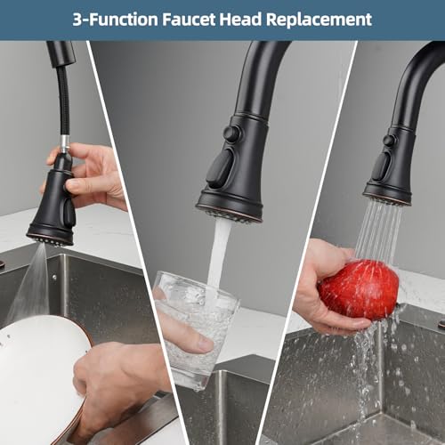 Universal Kitchen Faucet Head Replacement, 3 Modes Spray, Oil-Rubbed Bronze - color: Oil Rubbed Bronze, style: 1.8 Gallon Per Minute