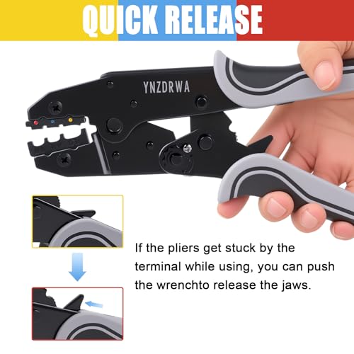 Crimping Tool for Heat Shrink Connectors, Ratcheting Wire Terminal Crimper