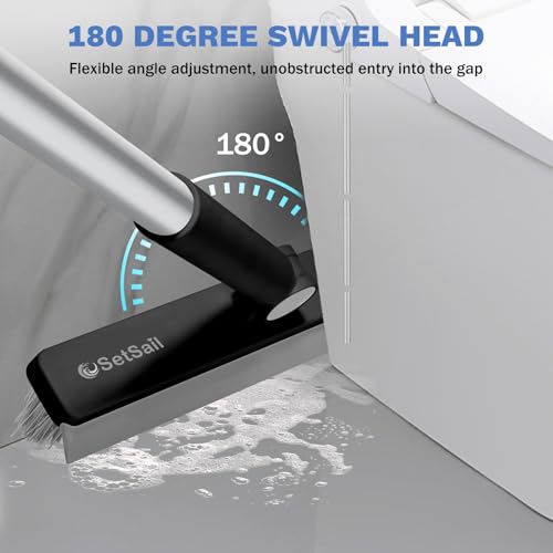 SetSail Grout Cleaner Brush with Long Handle, V-Shaped Floor Brush, Black - color: Black Grey