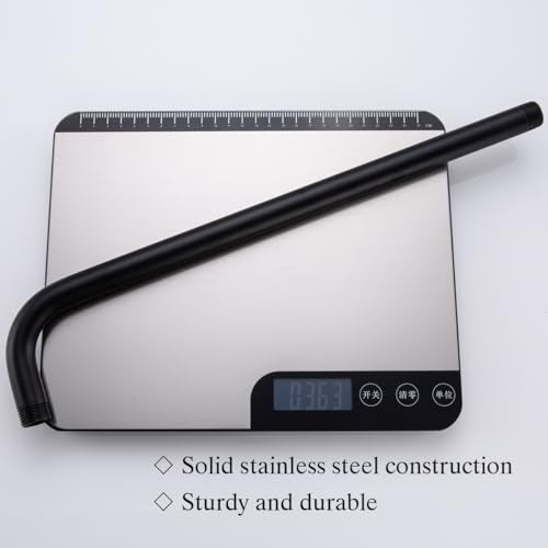 RANDOM 16 Inch Shower Arm with Flange,Stainless Steel 90 Degree Rain Shower Head Extension Arm,Wall-Mounted Shower Head Arm for Fixed Shower Head,Matte Black.RD91018-16MB - color: 16″ Matte Black(Round Flange)