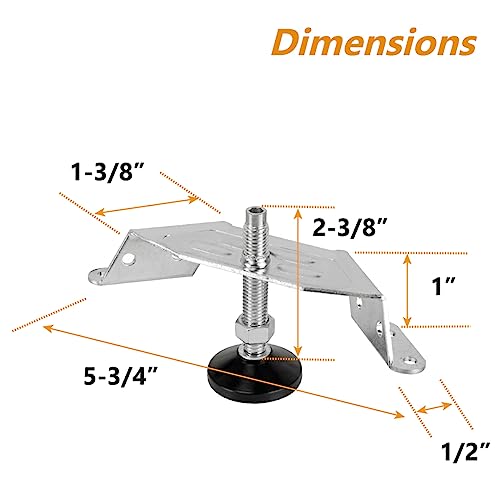 POWERTEC Corner Leveling Feet 4PK, Heavy Duty Adjustable Corner Bracket Levelers with Nylon Foot for Cabinets, Vanities, Furniture & Shelves (71157) - size: Set of 4, style: Corner leveling feet