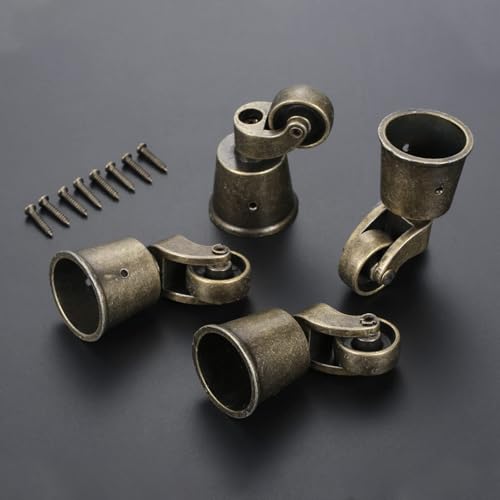 dophee 4Pcs Bronze Swivel Round Cup Caster for 25-30mm/1"-1.18" Wood Legs