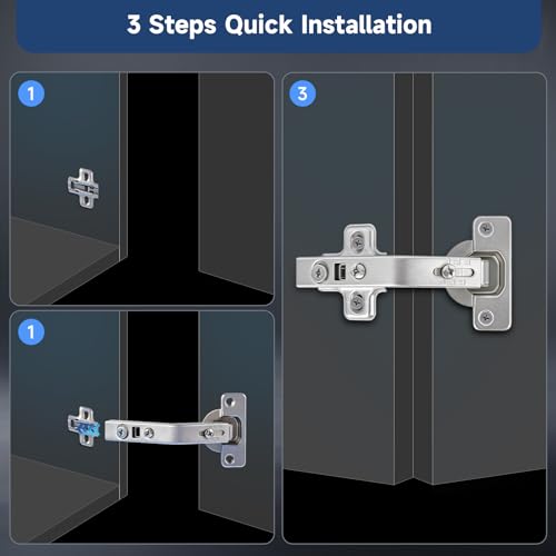 HJ 135 Degree Corner Cabinet Hinges, 2 Pack Lazy Susan Hinges, Corner Kitchen Cabinet, Cupboard Folded, Folden Door,Replacement Hardware,35mm Cup, 3D/6-Way Adjustable - size: 135°