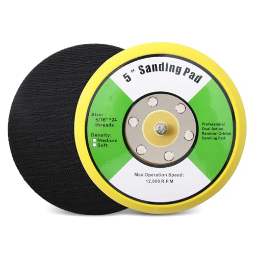 1Pcs 5in Hook and Loop Flexible Backing Pad, 5" Sanding Back Pad 5/16" 24 Thread for Air Orbital Sander and Pneumatic Polisher - style: 5inch