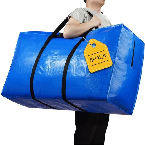 Extra Large Storage Bags, 57 Gallon XXL Jumbo Large Moving Bags Heavy Duty - color: Blue - 4 PACK, size: 42" X 23" X 13.5"