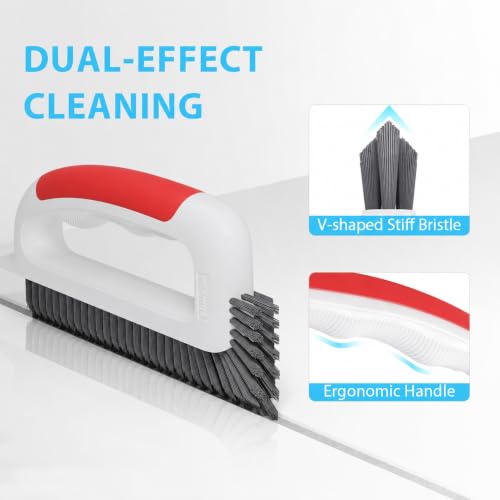 Lumkew Grout Cleaning Brush for Cleaner Tile Floors, Red, 1Pcs - color: Red