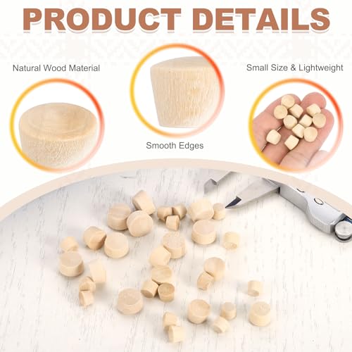 MECCANIXITY 100 Pcs Wood Plugs, 11/32" Flat Head Wood Plugs for Screw Holes Wooden Screw Hole Covers for Furniture Cabinets DIY Projects Assortment Kit - size: 11/32"