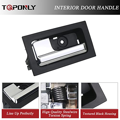 TQPONLY Interior Door Handle,Compatible with 2009-2014 Ford F150 Front/Rear Left Driver& Right Passenger Side (Chrome Lever+Textured Black) - color: Chrome Lever with Textured Black, style: 1 Pair