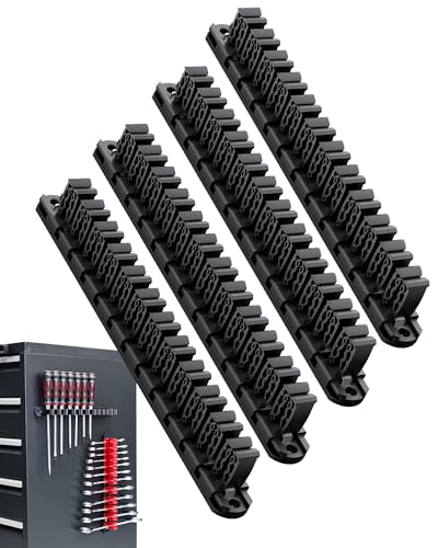 DEHOYI Magnetic Screwdriver and Wrench Organizer for Workshop, Garage | Heavy-Duty Tool Organizer for 48 pcs tools & Space-saving tool holder | Gift for father and boyfriend (4pcs) - color: Black, size: 4 pcs