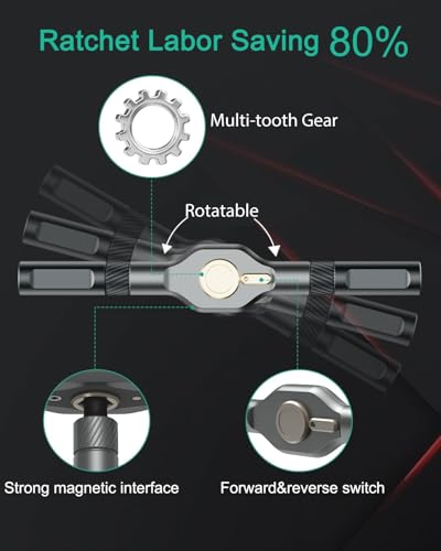ORIA 24 in 1 Ratchet Screwdriver Set, Magnetic Screwdriver Kit, DIY Repair Tool Kit, Detachable Assembly T Handle, Portable Case for Bicycle, Furniture, Electronics, DIY - size: 24-IN-1